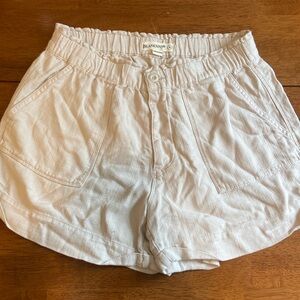 BLANKNYC Light Khaki Linen Blend Drawstring Waist Paperbag Shorts